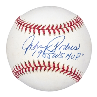 Johnny Podres Signed & "1955 WS MVP" Inscribed ONL Coleman Baseball (JSA)
